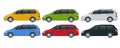 Minivan Car vector template on white background. Compact crossover, SUV, 5-door minivan car. View side Royalty Free Stock Photo