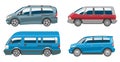 Minivan car vector van auto vehicle family minibus vehicle and automobile banner citycar on white background Royalty Free Stock Photo
