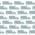 Minivan delivery seamless pattern background. Cargo van car. Shipping company. Gray silhouette vector.