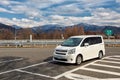 Minivan at expressway rest area, Yamanouchi Royalty Free Stock Photo