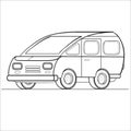 Minivan outline, coloring, isolated object on white background, vector illustration, Royalty Free Stock Photo