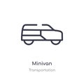 minivan outline icon. isolated line vector illustration from transportation collection. editable thin stroke minivan icon on white Royalty Free Stock Photo