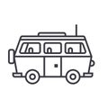 Minivan travel,family car vector line icon, sign, illustration on background, editable strokes Royalty Free Stock Photo