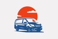 Minivan vector logo, illustration EPS 10 file