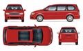 Minivan vector mockup. Isolated vehicle template side, front, back, top view Royalty Free Stock Photo