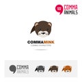 Mink animal concept icon set and modern brand identity logo template and app symbol based on comma sign