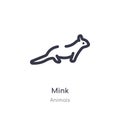 Mink outline icon. isolated line vector illustration from animals collection. editable thin stroke mink icon on white background