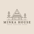 minka house traditional home japanese line art logo vector illustration template design Royalty Free Stock Photo