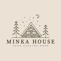 minka house traditional home japanese line art logo vector illustration template design Royalty Free Stock Photo