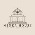 minka house traditional home japanese line art logo vector illustration template design Royalty Free Stock Photo