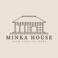 minka house traditional home japanese line art logo vector illustration template design Royalty Free Stock Photo