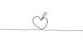 Minmalist Line Art Drawing cute heart love fruit on white background.