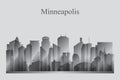 Minneapolis city skyline silhouette in grayscale