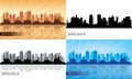 Minneapolis city skyline silhouettes set