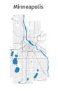 Minneapolis map. Detailed map of Minneapolis city administrative area. Cityscape panorama