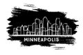 Minneapolis Minnesota City Skyline Silhouette. Hand Drawn Sketch. Business Travel and Tourism Concept with Modern Architecture Royalty Free Stock Photo