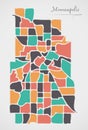 Minneapolis Minnesota Map with neighborhoods and modern round sh