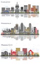 Minneapolis Minnesota, Mason City Iowa and Charleston West Virginia City Skyline Set