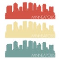 Minneapolis Minnesota Skyline Silhouette City Stamp Vector Color Vintage Set Logo Clip Art Illustration. Royalty Free Stock Photo