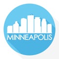 Minneapolis Minnesota United States Of America USA Round Icon Vector Art Flat Shadow Design Skyline City Silhouette Template Logo Royalty Free Stock Photo