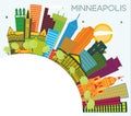 Minneapolis Minnesota USA City Skyline with Color Buildings, Blue Sky and Copy Space Royalty Free Stock Photo