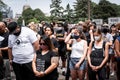 Black Lives Matter protestors gather in prayer for George Floyd Family Memorial Service after Minneapolis riots