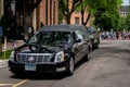 Car holding coffin of George Floyd outside Family Memorial Service after Black Lives Matter Minneapolis protest and riots