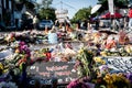 Memorial at Cup Foods where police officer killed George Floyd set up by Black Lives Matter protestors in Minneapolis riots Royalty Free Stock Photo