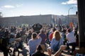 live protestors kneel before state patrol police officers in the streets in minneapolis riots