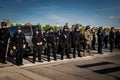 National guard and police standing off to control minneapolis riots Royalty Free Stock Photo