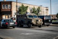 National guard armored swat tank to control and subdue black lives matter protestors in minneapolis riots