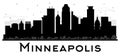 Minneapolis Minnesota USA Skyline Black and White Silhouette. Royalty Free Stock Photo