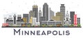 Minneapolis Minnesota USA Skyline with Color Buildings Isolated Royalty Free Stock Photo