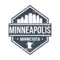 Minneapolis Minnesota USA Travel Stamp Icon Skyline City Design. Seal Passport Vector. Royalty Free Stock Photo