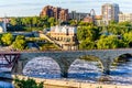 Minneapolis, MN, river and bridge near downtown Royalty Free Stock Photo