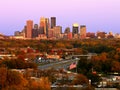 Minneapolis Skyline during Autumn at Sunset from Plymouth, Minnesota Royalty Free Stock Photo