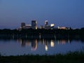 Minneapolis Skyline Reflecting in Lake Calhoun Royalty Free Stock Photo