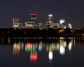 Minneapolis Skyscrapers Reflecting in Lake Calhoun at Night Royalty Free Stock Photo