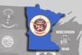 Minnesota map and flag Royalty Free Stock Photo