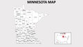 Minnesota Map. State and district map of Minnesota. Administrative map of Minnesota with district and capital in white color