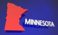 Minnesota MN Red State Map Name Royalty Free Stock Photo