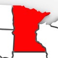 Minnesota Red Abstract 3D State Map United States America Royalty Free Stock Photo