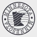 Minnesota Stamp Postal. Map Silhouette Seal. Passport Round Design. Vector Icon. Design Retro Travel.