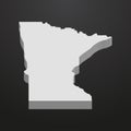 Minnesota State map in gray on a black background 3d