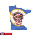 Minnesota state map with waving flag of US State. Royalty Free Stock Photo