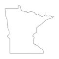 Minnesota, state of USA - solid black outline map of country area. Simple flat vector illustration