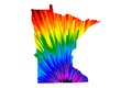 Minnesota - map is designed rainbow abstract colorful pattern Royalty Free Stock Photo