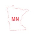 Minnesota US state map outline dotted border Royalty Free Stock Photo