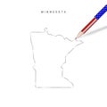 Minnesota US state vector map pencil sketch. Minnesota outline map with pencil in american flag colors Royalty Free Stock Photo