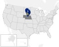 Location Map of State Nebraska on map USA. 3d State Nebraska flag map marker location pin. High quality map of  Nebraska. Royalty Free Stock Photo